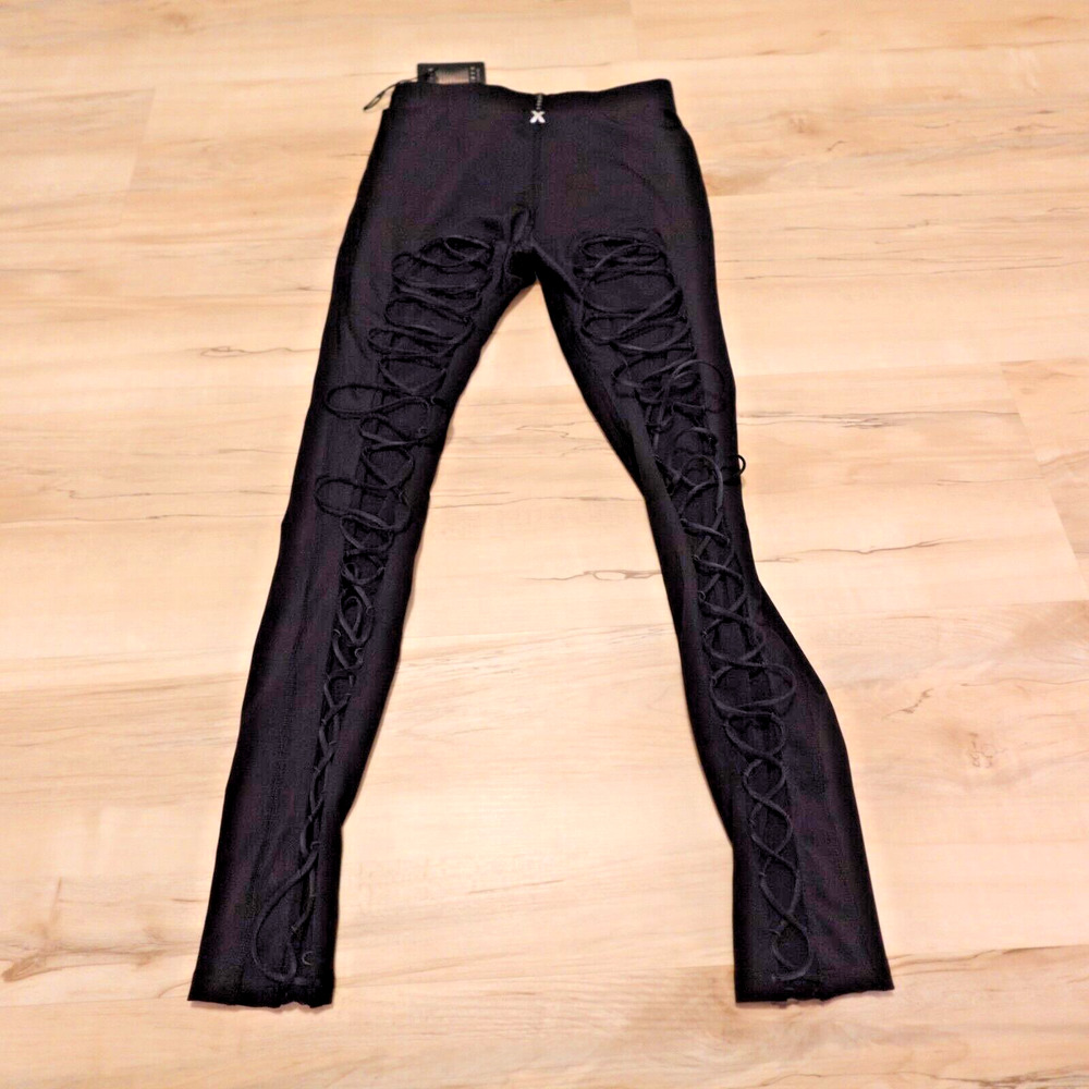 Black Lace-Up Leggings - Women's Stretch Activewear
